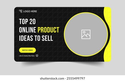 Trendy product sell youtube video thumbnail template design, creative thumbnail offer cover template, vector eps file