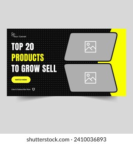 Trendy products sell techniques video thumbnail banner design, products review video cover banner design, fully customizable vector eps 10 file format