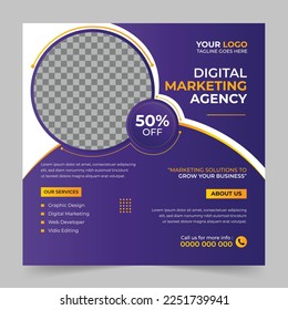 Trendy Professional digital business agency marketing social media post and banner template design. Promotion Corporate advertising Web Banner Ads Stories flyer poster vector