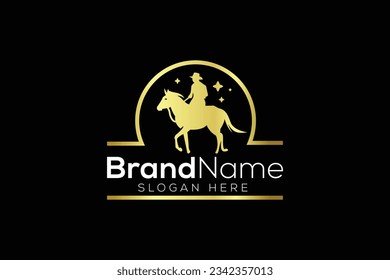 Trendy and Professional golden Horse logo design vector template