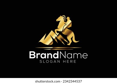 Trendy and Professional Horse and hill logo design vector template