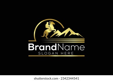 Trendy and Professional Horse and hill logo design vector template