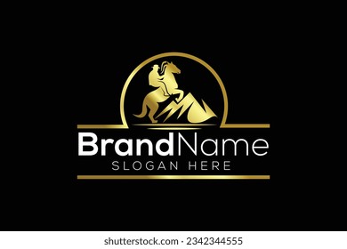 Trendy and Professional Horse and hill logo design vector template