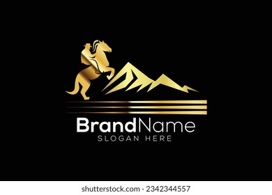 Trendy and Professional Horse and hill logo design vector template