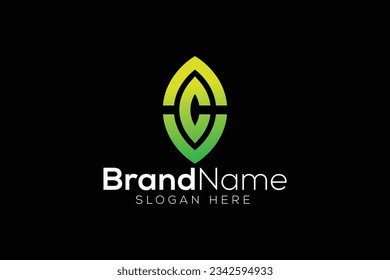 Trendy and Professional letter C Eco green leaf logo design vector template