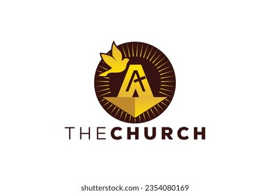 Trendy and Professional letter A church sign Christian and peaceful vector logo design