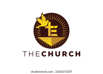 Trendy and Professional letter E church sign Christian and peaceful vector logo