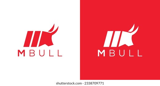Trendy and Professional letter M bull head logo design vector template