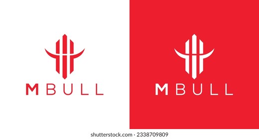 Trendy and Professional letter M bull head logo design vector template