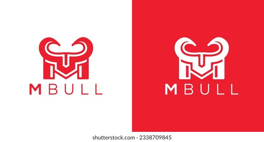 Trendy and Professional letter M bull head logo design vector template
