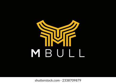 Trendy and Professional letter M bull head logo design vector template