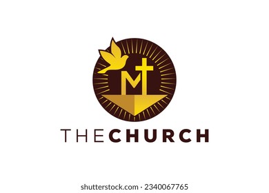 Trendy and Professional letter M church sign Christian and peaceful vector logo