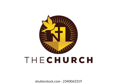 Trendy and Professional letter N church sign Christian and peaceful vector logo