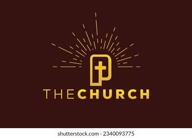 Trendy and Professional letter P church sign Christian and peaceful vector logo
