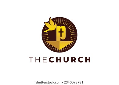 Trendy and Professional letter P church sign Christian and peaceful vector logo