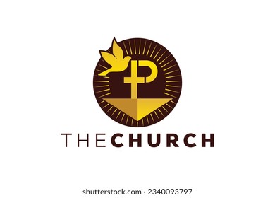 Trendy and Professional letter P church sign Christian and peaceful vector logo