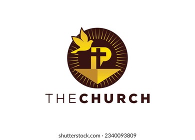 Trendy and Professional letter P church sign Christian and peaceful vector logo