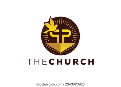 Trendy and Professional letter P church sign Christian and peaceful vector logo