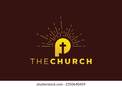 Trendy and Professional letter P church sign Christian and peaceful vector logo design