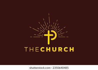 Trendy and Professional letter P church sign Christian and peaceful vector logo design