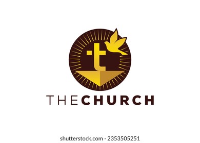 Trendy and Professional letter T church sign Christian and peaceful vector logo design