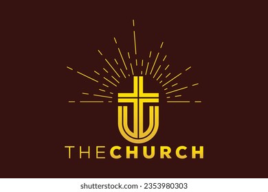 Trendy and Professional letter U church sign Christian and peaceful vector logo design
