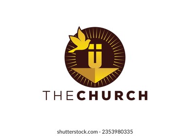 Trendy and Professional letter U church sign Christian and peaceful vector logo design