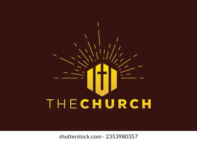 Trendy and Professional letter U church sign Christian and peaceful vector logo design