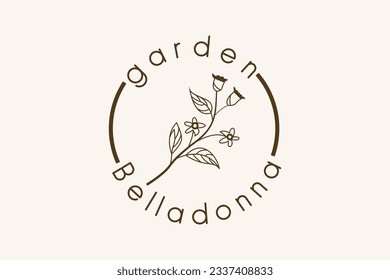 Trendy Professional line art Belladonna plant logo design vector template