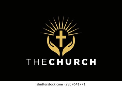 Trendy Professional and minimal church sign Christian and peaceful vector logo design