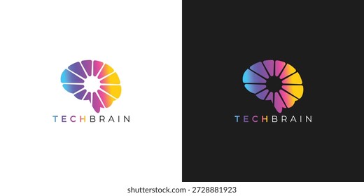 Trendy Professional Modern Brain Technology Logo for Digital Innovation and Technology Branding