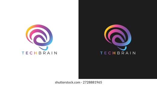 Trendy Professional Modern Brain Technology Logo for Digital Innovation and Technology Branding