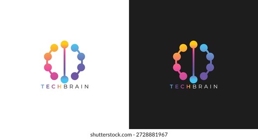 Profesional de moda Logotipo moderno de Tecnología cerebral para la innovación digital y la marca de Tecnología