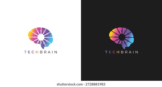 Trendy Professional Modern Brain Technology Logo for Digital Innovation and Technology Branding