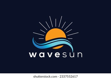 Trendy Professional sun and wave logo design vector template