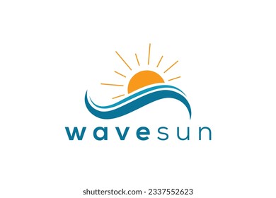 Trendy Professional sun and wave logo design vector template