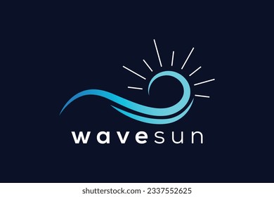 Plantilla de vector de diseño de logotipo de onda y sol profesional de moda