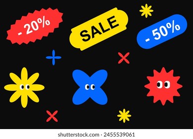 Trendy Promotion Stickers Set. Cool New Arrival, Lool, Collection Badges Vector Design.
