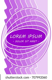 Trendy purple abstract flyer template. Background with waves and ovals, overlapping line patterns, leaflet or cover design with place for own text, vector EPS 10