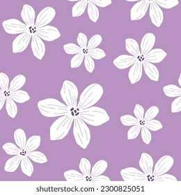 Trendy Purple Flower seamless patterns. Cool abstract and fruit design. For fashion fabrics, kid’s clothes, home decor, quilting, T-shirts, cards and templates, scrapbook and other digital needs