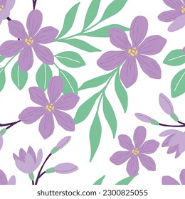 Trendy Purple Flower - nahtlose Muster. Cool abstrakt und Obst Design. Für Modestoffe, Kinderbekleidung, Wohnungsdekoration, Steppdecken, T-Shirts, Karten und Vorlagen, Scrapbook und andere digitale Anforderungen