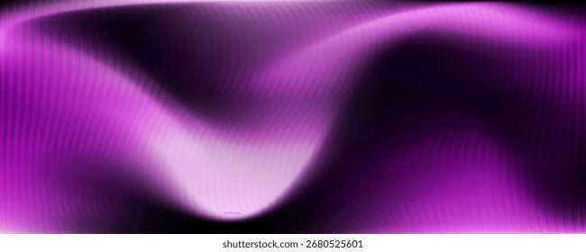 Gradiente roxo moderno com textura de vidro fractal com nervuras verticais. Efeito de vidro fractal abstrato. Distorção futurista. Moldura de desfoque de vidro com nervuras template.Vetor ilustração para seu design, banner, cartaz
