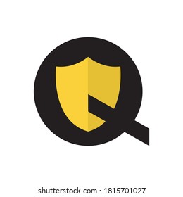 trendy Q logo initial with shield graphic concept in modern style vector icons illustrations