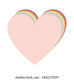 Trendy rainbow heart. Pastel cute heart, design element. Symbol of and love.