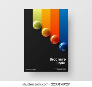 Trendy realistic balls book cover layout. Isolated front page A4 design vector template.