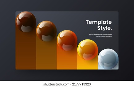 Trendy realistische Bälle decken Layout. Mehrfarbiger Jahresbericht, Vektordesign-Konzept.