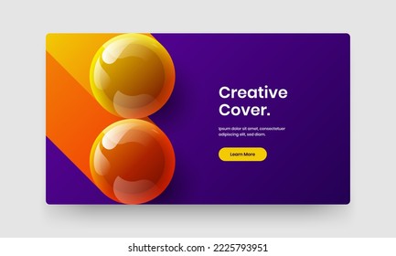 Trendy realistic balls front page template. Vivid postcard design vector concept.