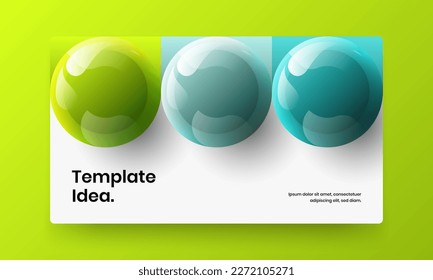 Trendy realistic balls front page illustration. Multicolored booklet vector design concept.