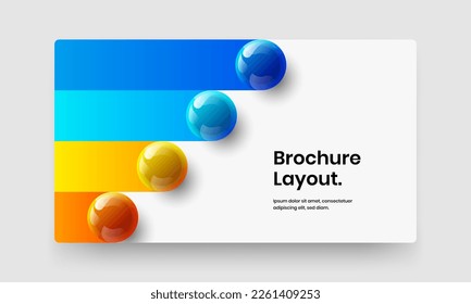 Trendy realistic balls landing page template. Minimalistic company identity design vector concept.