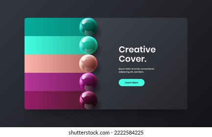 Trendy realistic balls poster illustration. Clean leaflet design vector layout.